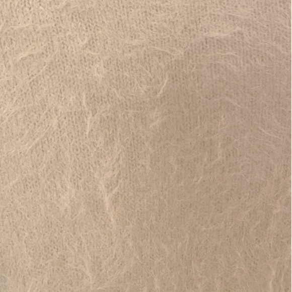 Sun + Moon Fuzzy Sweater Light Camel Brown Mock Neck Long Sleeves Casual Top - Picture 5 of 8